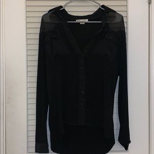Black “see through” button down